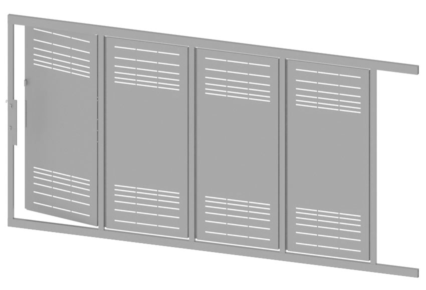 Puerta corredera+peatonal DOORSELF Parallels blanco 400x200 cm