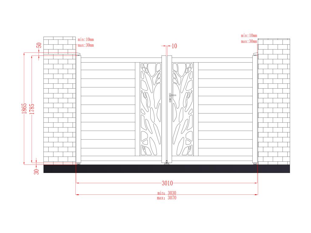 Portón de aluminio Ancho 300 x Alt. 179 cm antracita LABRIT II Liquidación