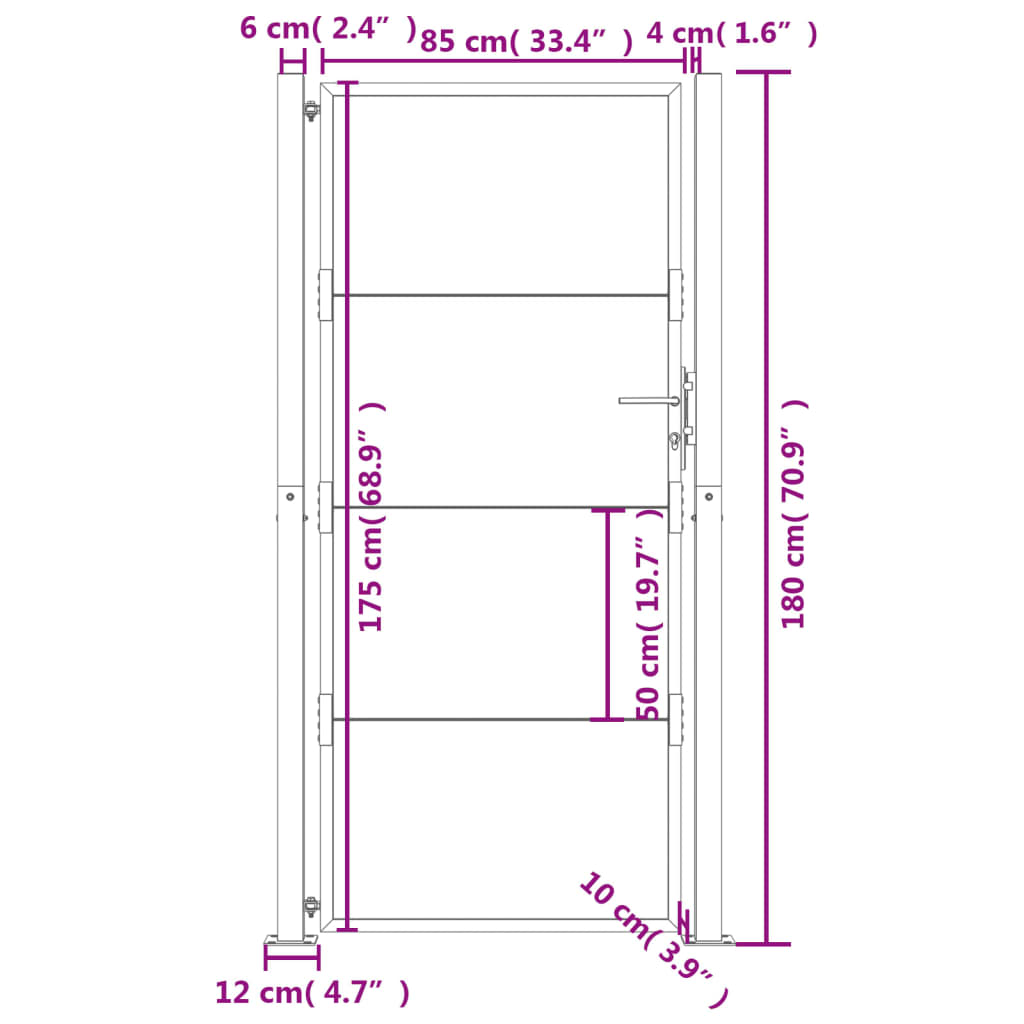 vidaXL Puerta de jardín acero corten 105x180 cm Envío internacional gratuito