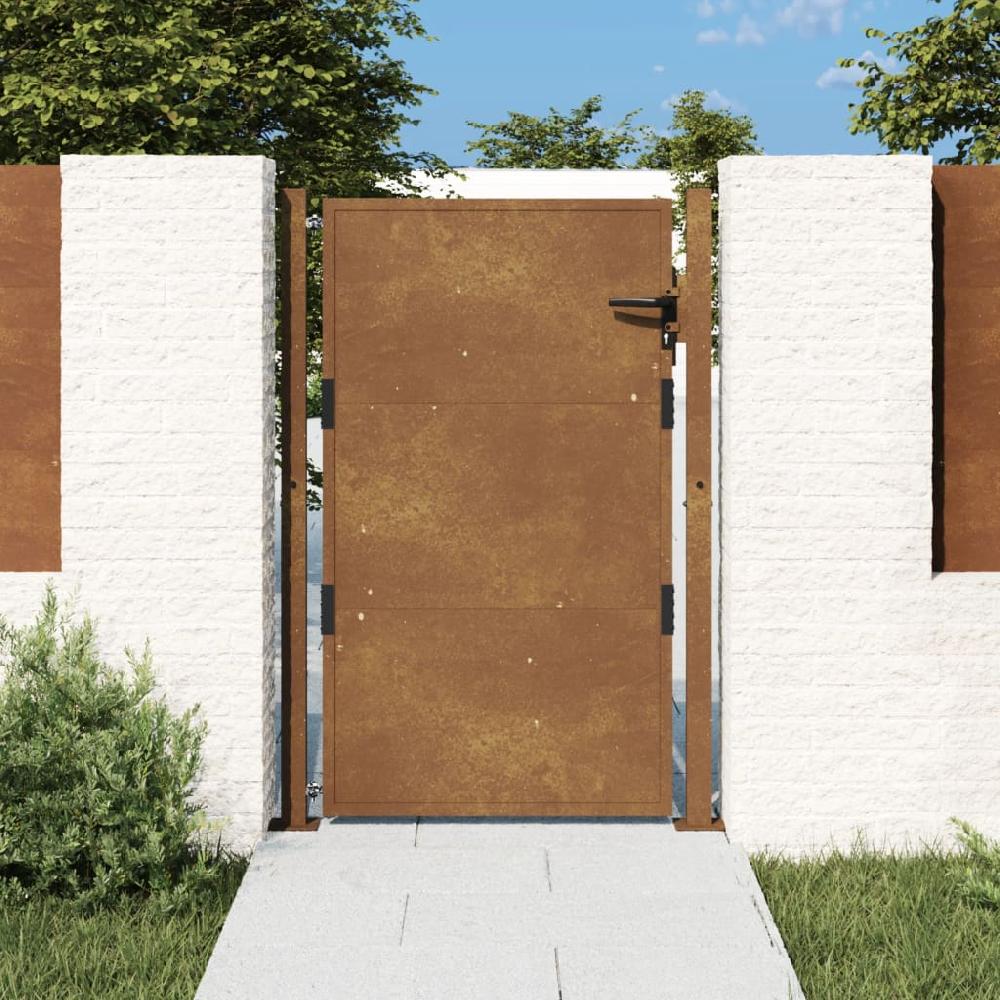 Puerta de jardín | Puerta de valla | Cancela de valla acero corten 105x155 cm CFW72235 Última moda