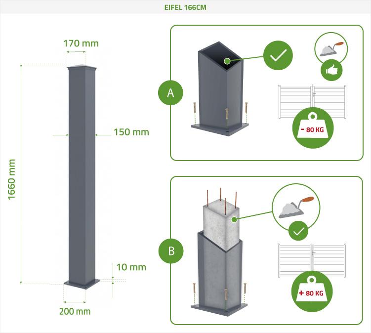 Pack puerta corredera SANTIS 370C140 + 2 postes h.160cm Gris Ofertas de temporada