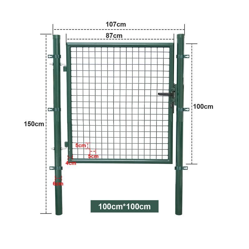Puerta de malla para jardín acero galvanizado valla con cerradura puerta 100 x 100 cm verde Ofertas especiales