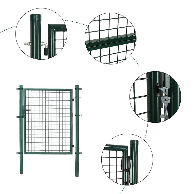 Puerta de malla para jardín acero galvanizado valla con cerradura puerta 100 x 100 cm verde Ofertas especiales