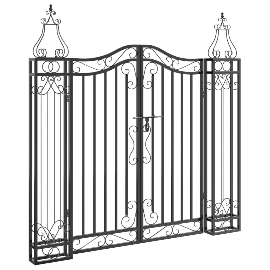 vidaXL Puerta de jardín de hierro forjado negro 121x8x120 cm Rebajas de fin de temporada
