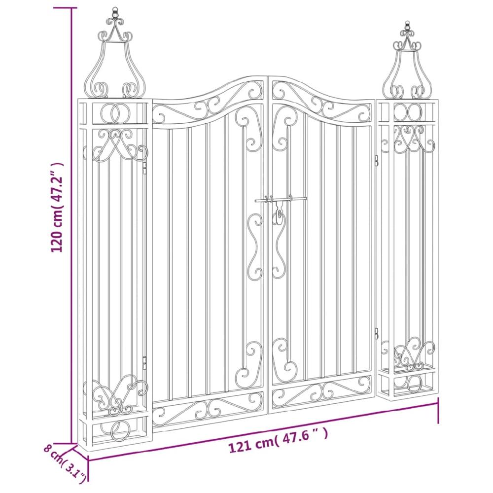 vidaXL Puerta de jardín de hierro forjado negro 121x8x120 cm Rebajas de fin de temporada