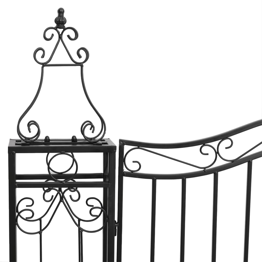 vidaXL Puerta de jardín de hierro forjado negro 121x8x120 cm Rebajas de fin de temporada