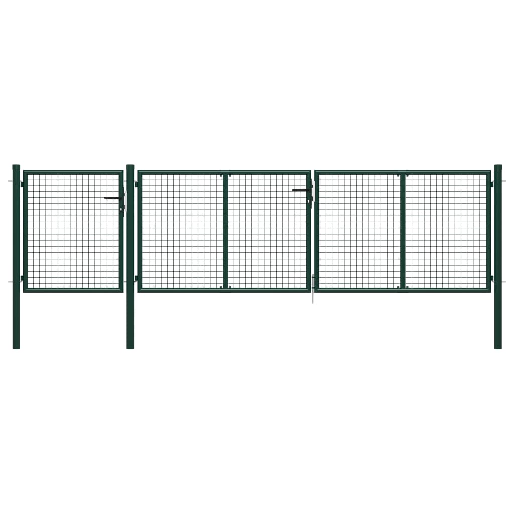 Puerta de jardín de acero 400 x 100 cm verde vidaXL