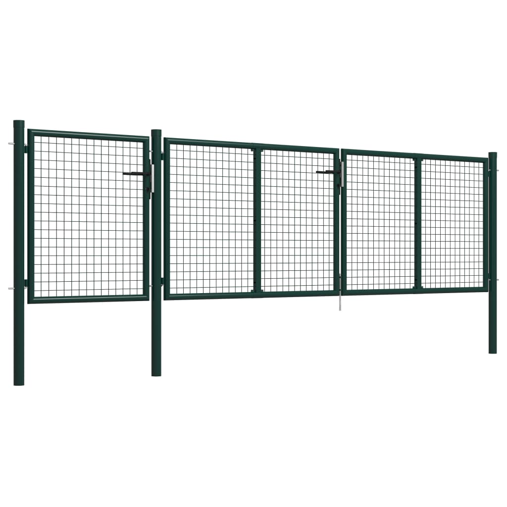 Puerta de jardín de acero 400 x 100 cm verde vidaXL Devoluciones gratuitas