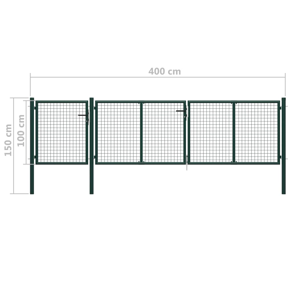 Puerta de jardín de acero 400 x 100 cm verde vidaXL Devoluciones gratuitas