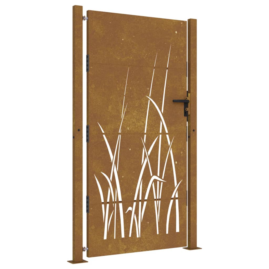 vidaXL Puerta de jardín acero corten diseño hierba 105x180 cm Outlet