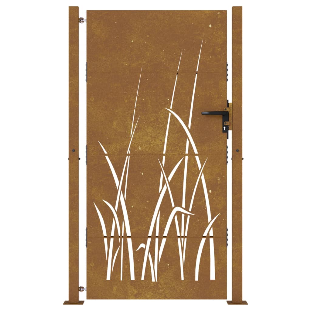 vidaXL Puerta de jardín acero corten diseño hierba 105x180 cm Outlet