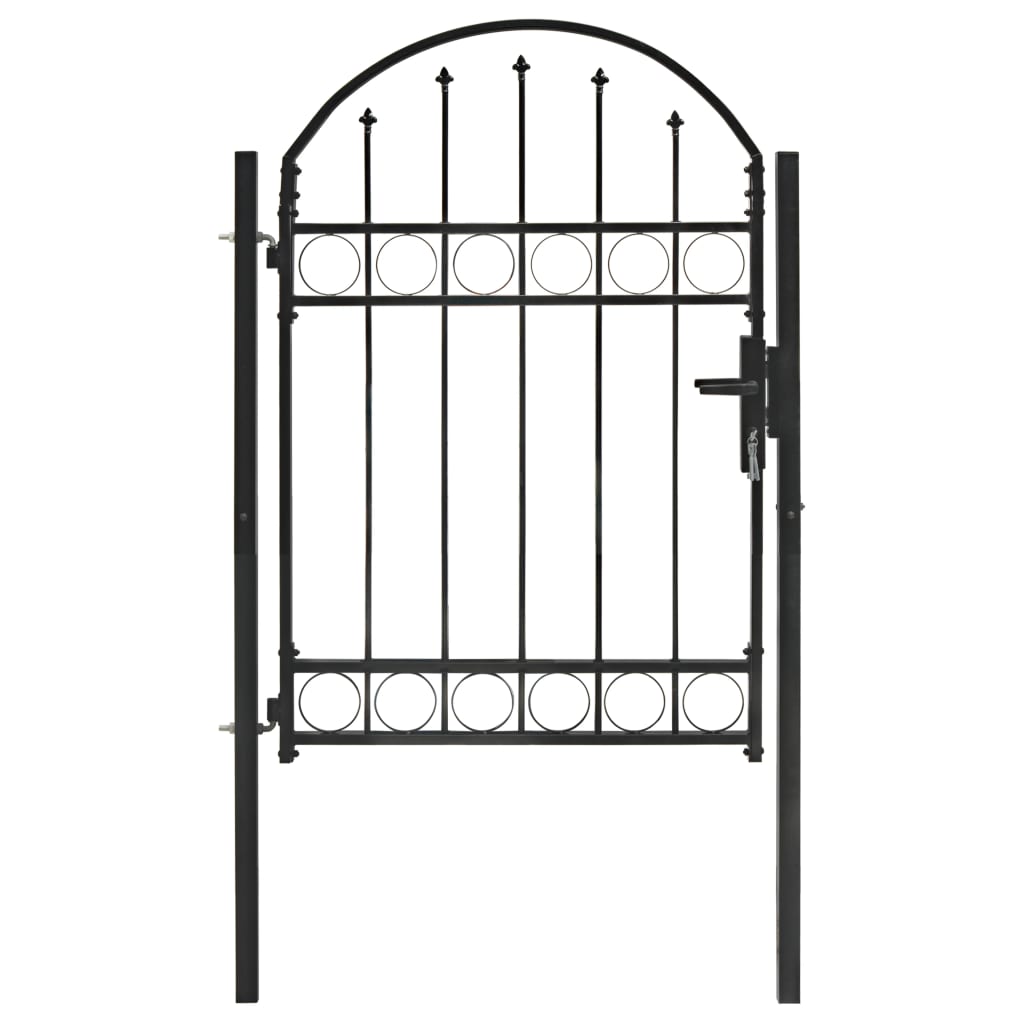 Puerta de jardín | Puerta de valla | Cancela de valla con arco superior 100x125 cm acero negro CFW10944 Ofertas