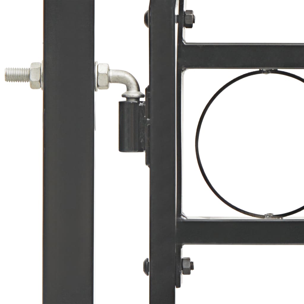 Puerta de jardín | Puerta de valla | Cancela de valla con arco superior 100x125 cm acero negro CFW10944 Ofertas