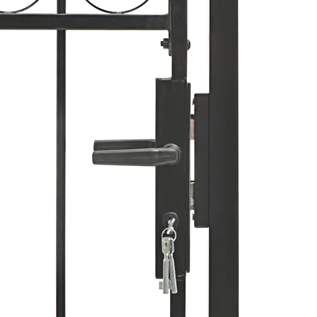 Puerta de jardín | Puerta de valla | Cancela de valla con arco superior 100x125 cm acero negro CFW10944 Ofertas