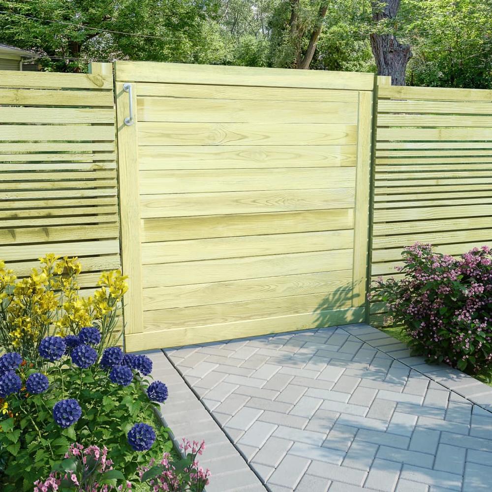 Puerta de jardín | Puerta de valla | Cancela de valla de madera de pino impregnada 100x100 cm CFW53751 Los más vendidos