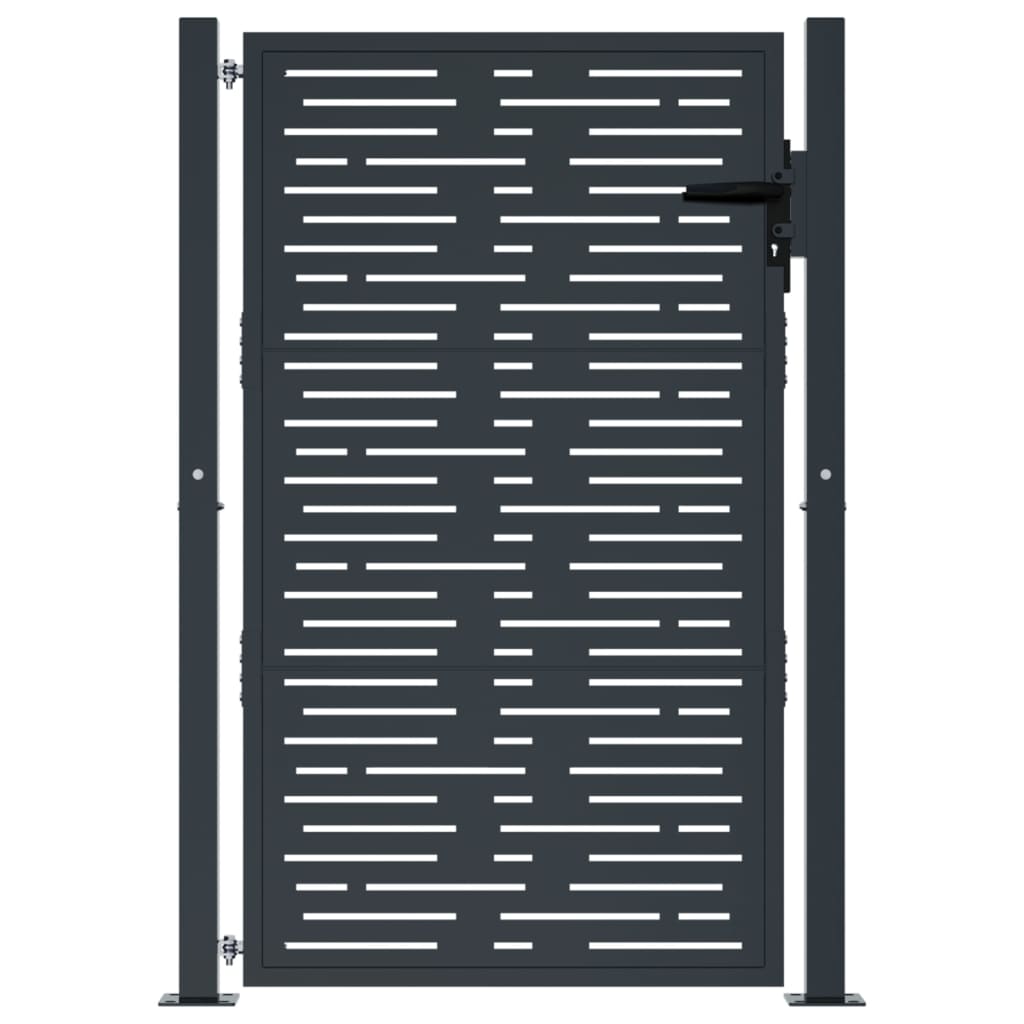 Puerta de jardín | Puerta para valla acero gris antracita diseño cuadrado 105x130cm CFW31776 Descuento