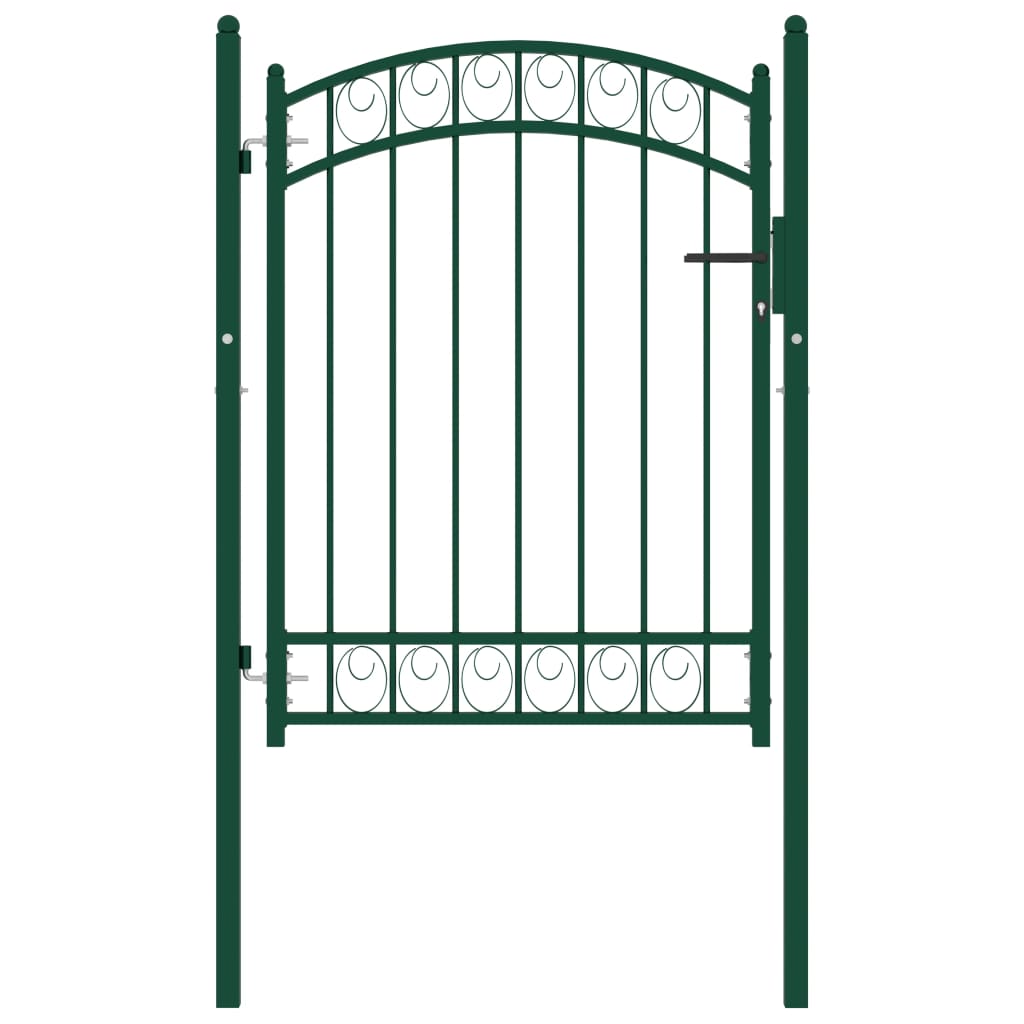 vidaXL Puerta de jardín con arco superior acero verde 100x125 cm