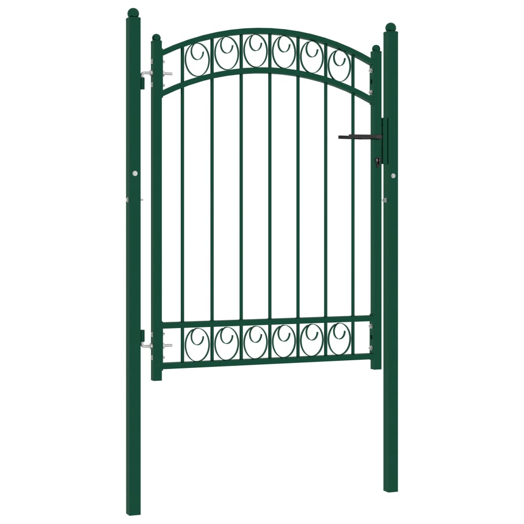 vidaXL Puerta de jardín con arco superior acero verde 100x125 cm Mejor oferta