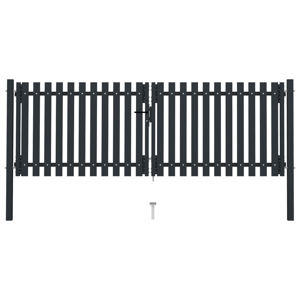 vidaXL Cancela doble de valla de acero gris antracita 306x150 cm