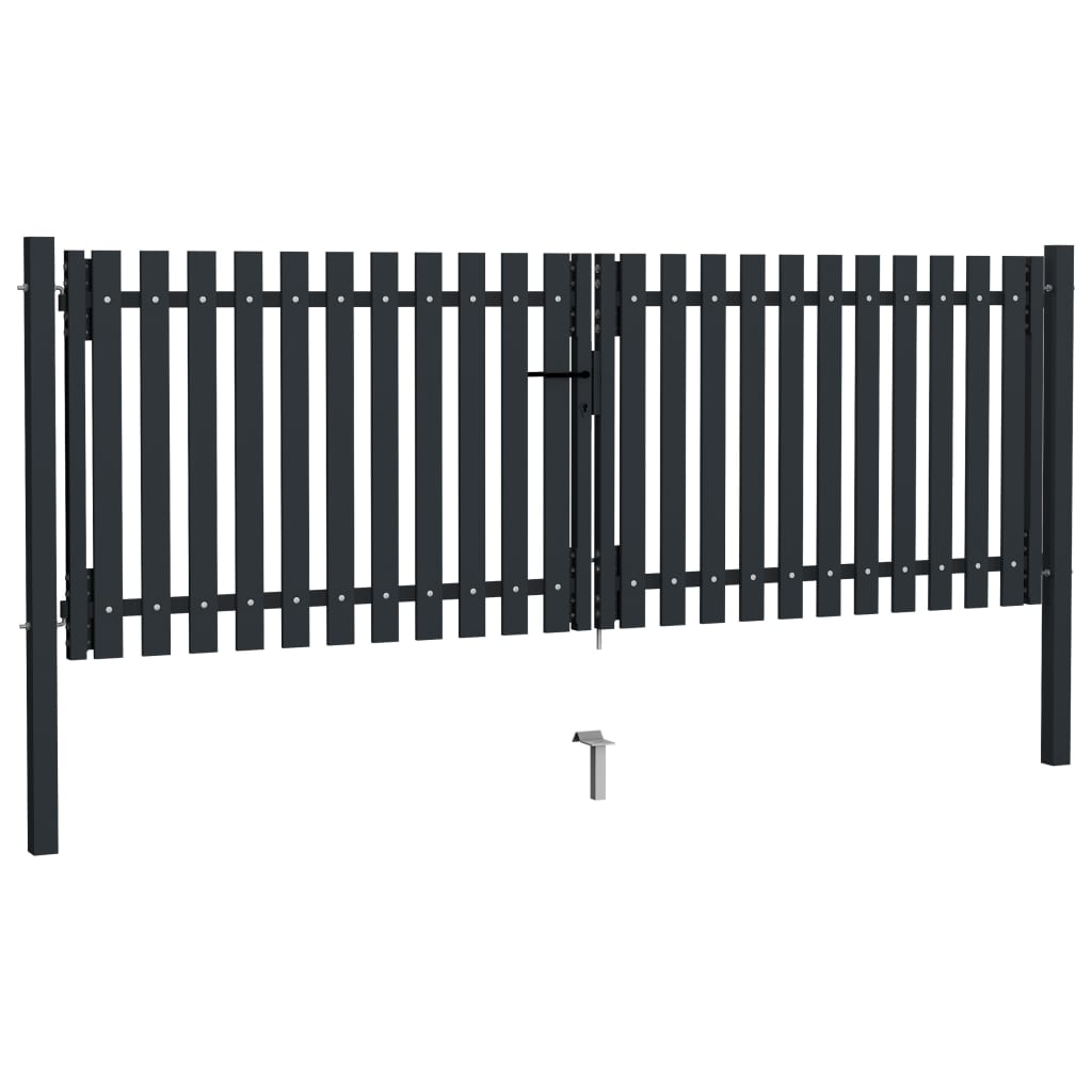 vidaXL Cancela doble de valla de acero gris antracita 306x150 cm Rebajas online