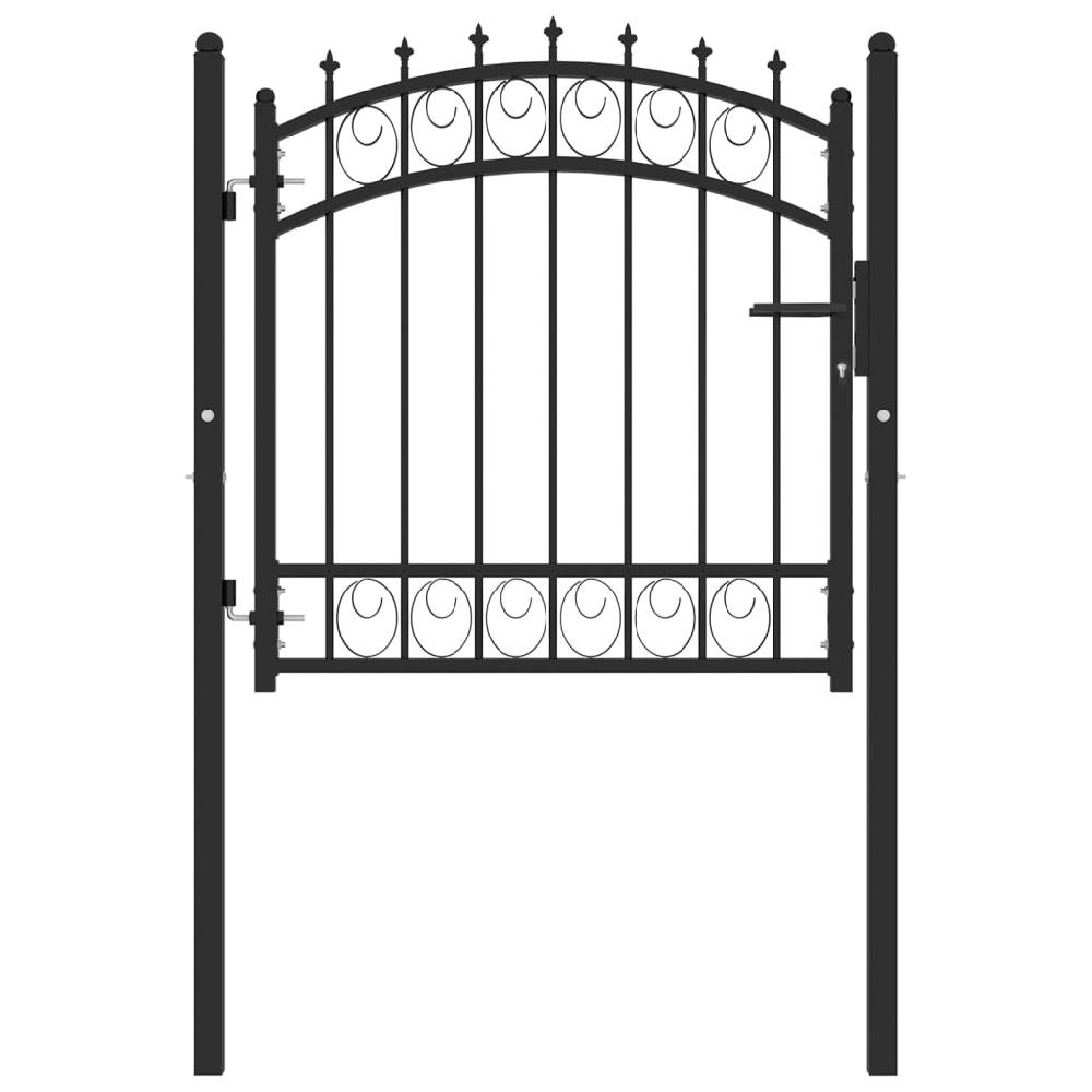vidaXL Puerta de valla con picos acero negro 100x100 cm