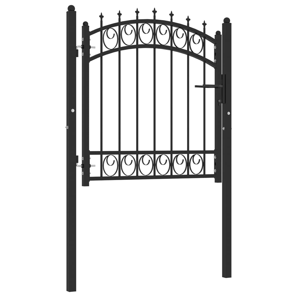 vidaXL Puerta de valla con picos acero negro 100x100 cm COMPRAR AHORA