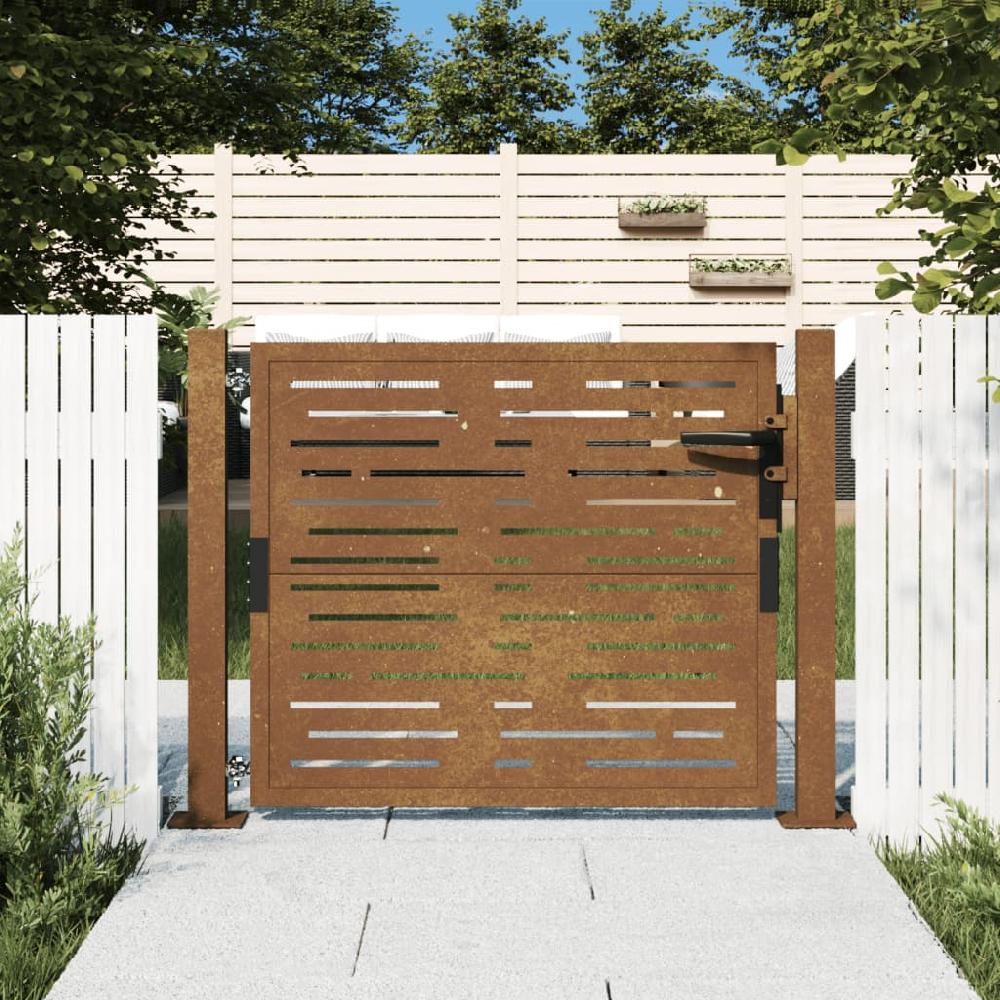 vidaXL Puerta de jardín acero corten diseño cuadrado 105x80 cm
