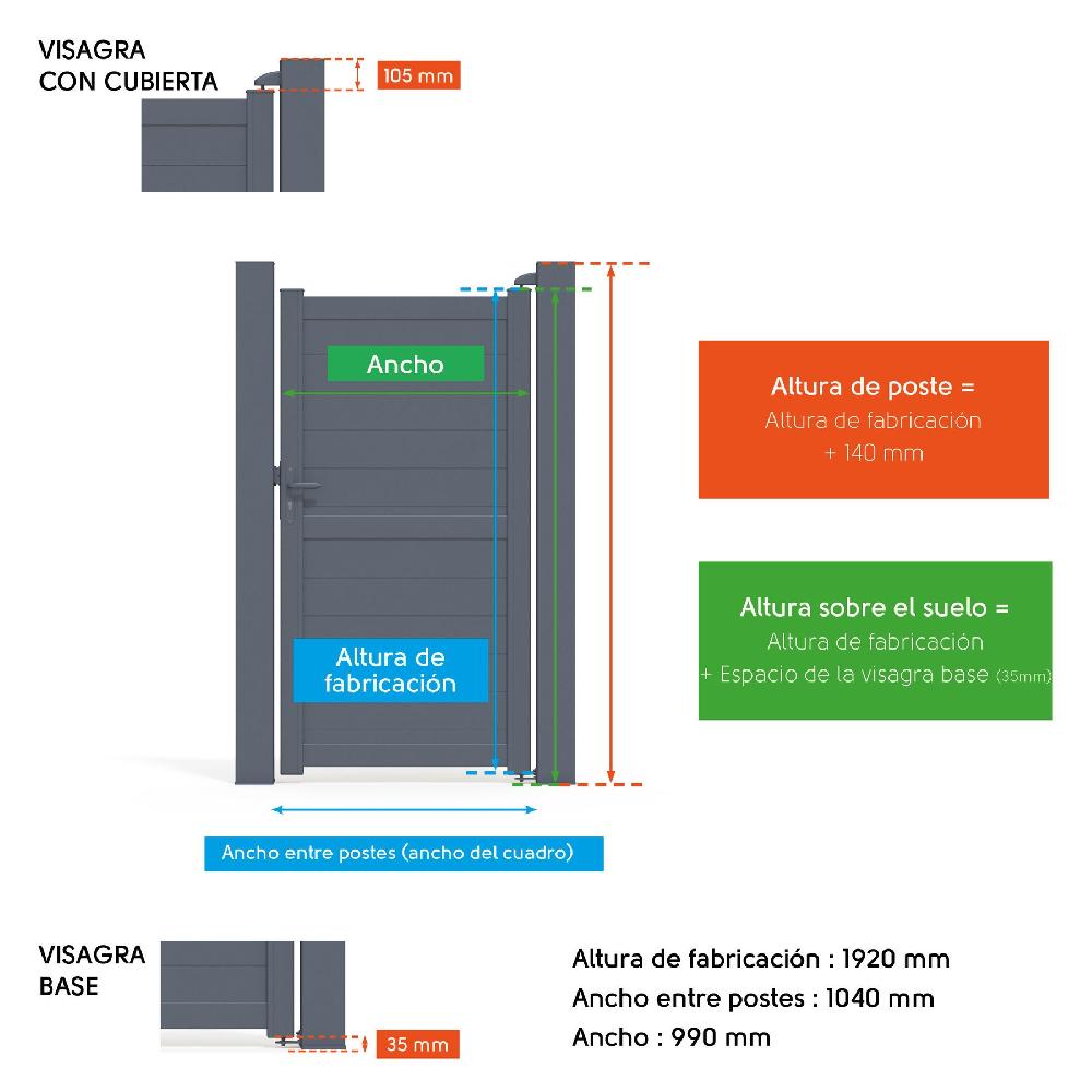 Puerta peatonal KLOS UP de aluminio blanco 99x192 cm Superdescuento