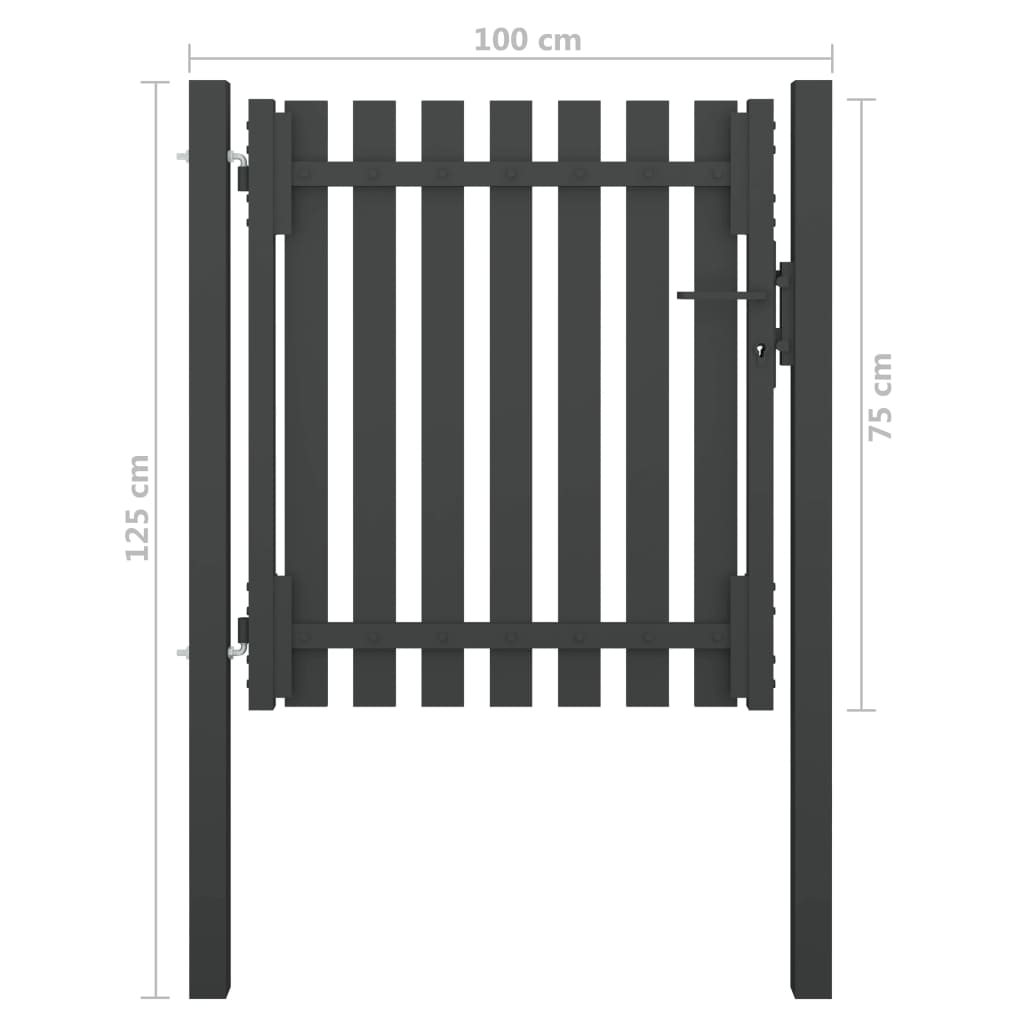 Puerta de jardín | Puerta de valla del jardín de acero gris antracita 1x1 25 cm CFW39040 Ahorra y exporta