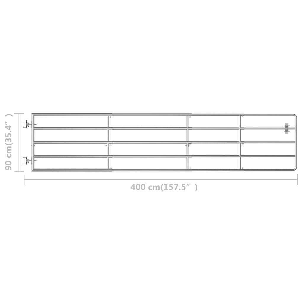 Cancela de 5 barras para campo acero plateado (150-400)x90 cm Precios de Black Friday