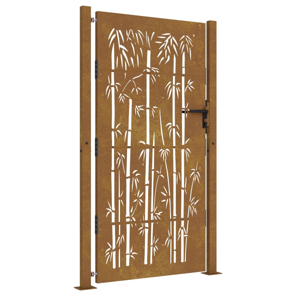 vidaXL Puerta de jardín acero corten diseño bambú 105x180 cm Oferta exclusiva