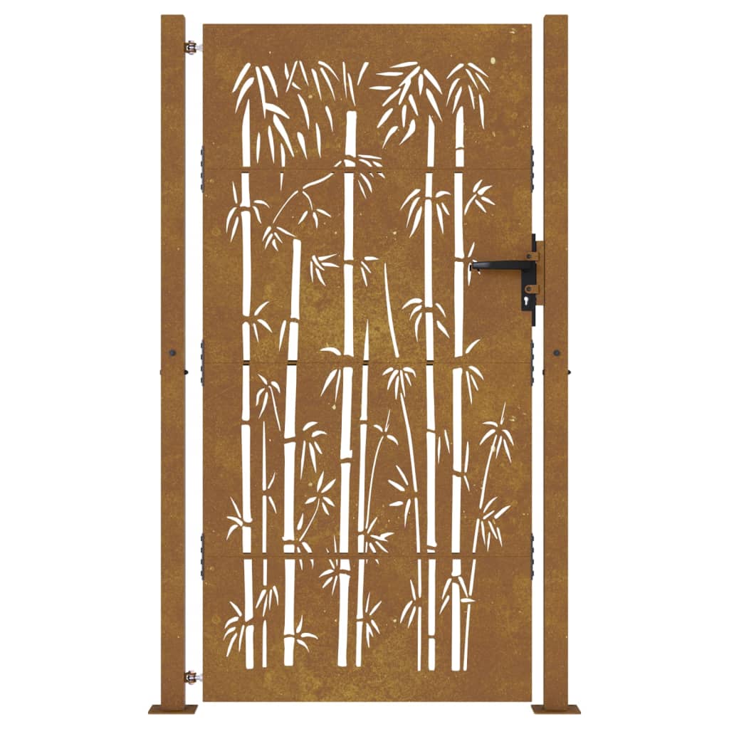 vidaXL Puerta de jardín acero corten diseño bambú 105x180 cm Oferta exclusiva