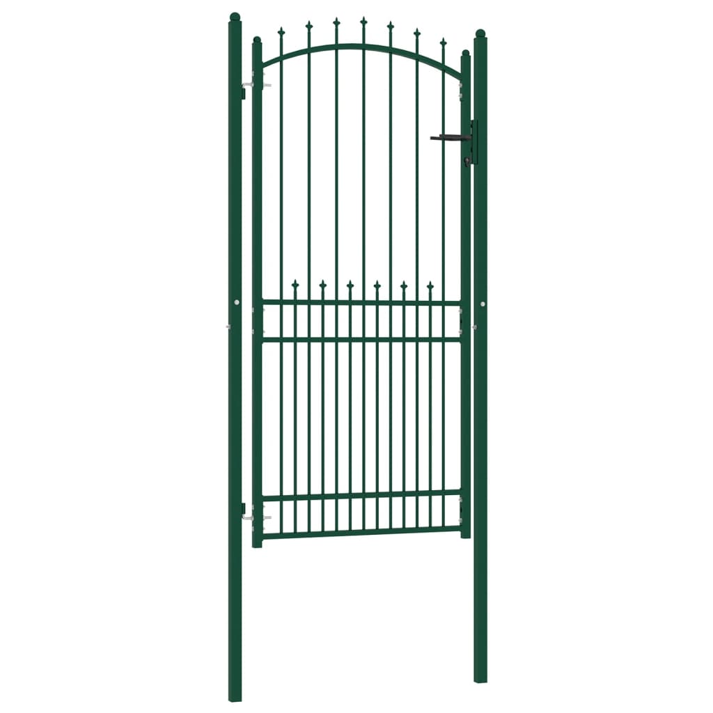 vidaXL Puerta de valla con picos acero verde 100x200 cm Última moda