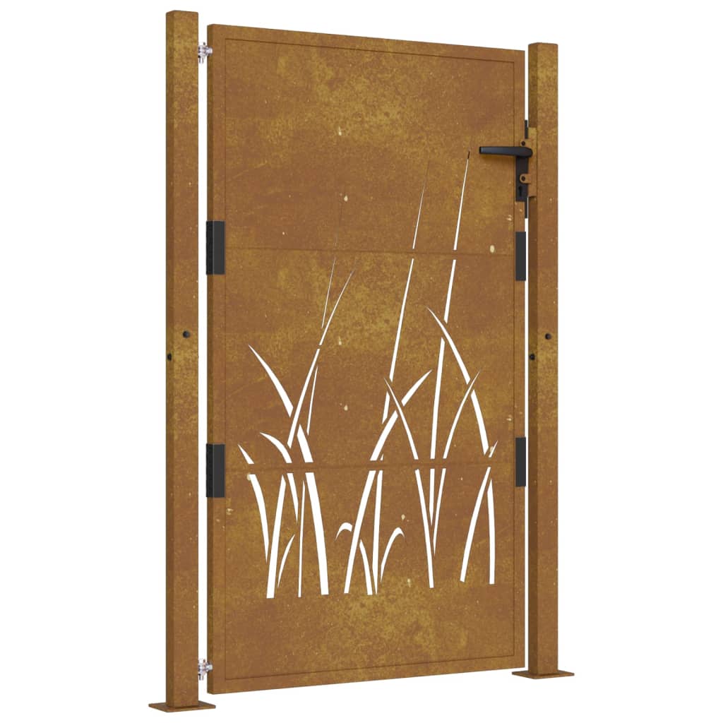 vidaXL Puerta de jardín acero corten diseño hierba 105x155 cm Ofertas especiales