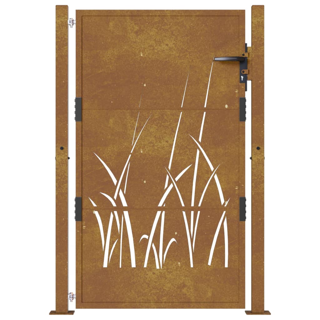 vidaXL Puerta de jardín acero corten diseño hierba 105x155 cm Ofertas especiales