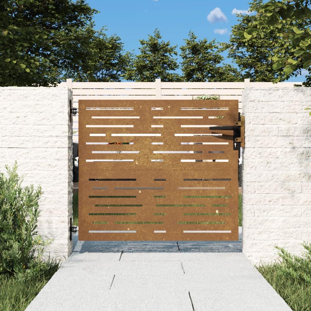 Maison Exclusive - Puerta de jardín acero corten diseño cuadrado 85x100 cm