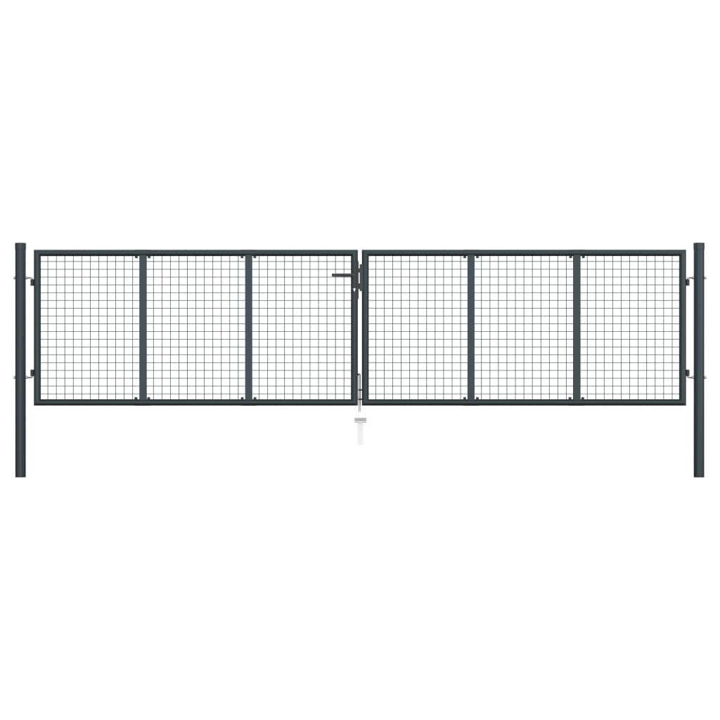 Puerta de malla de jardín | Puerta de valla | Cancela de valla acero galvanizado gris 400x150 cm CFW65810 Venta caliente