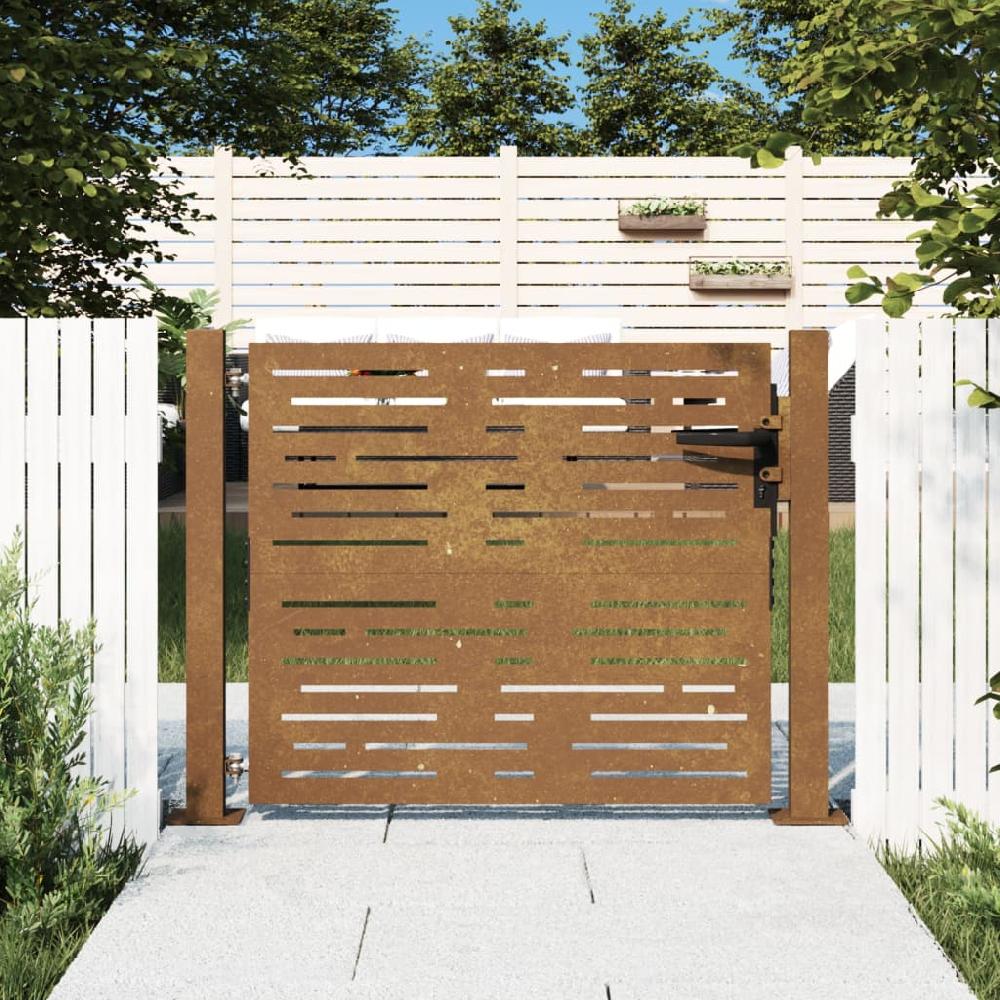 vidaXL Puerta de jardín acero corten diseño cuadrado 105x80 cm