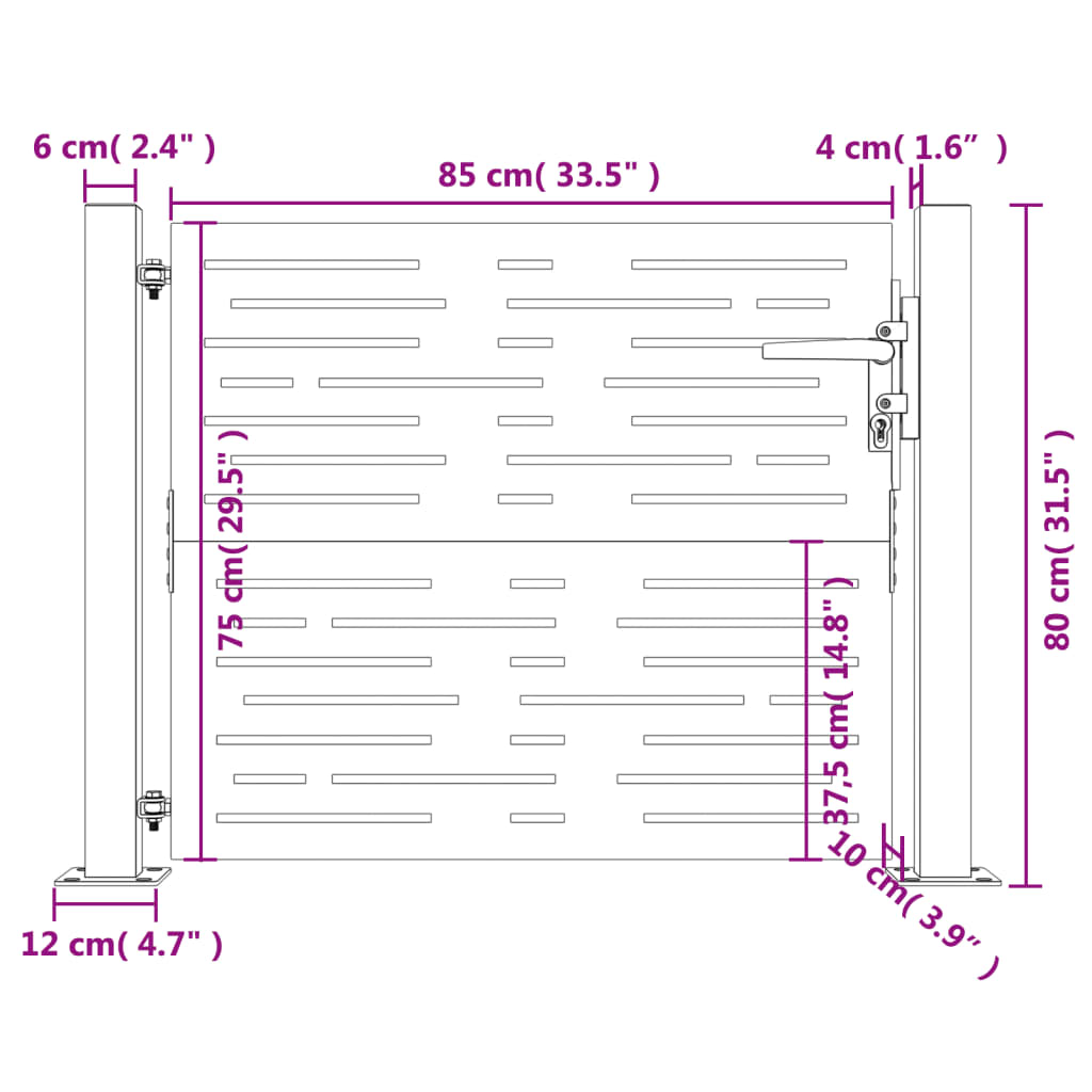vidaXL Puerta de jardín acero corten diseño cuadrado 105x80 cm Gran oferta