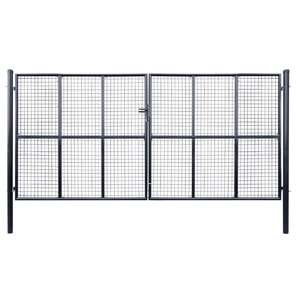 vidaXL Puerta de malla de jardín acero galvanizado 400x200 cm gris