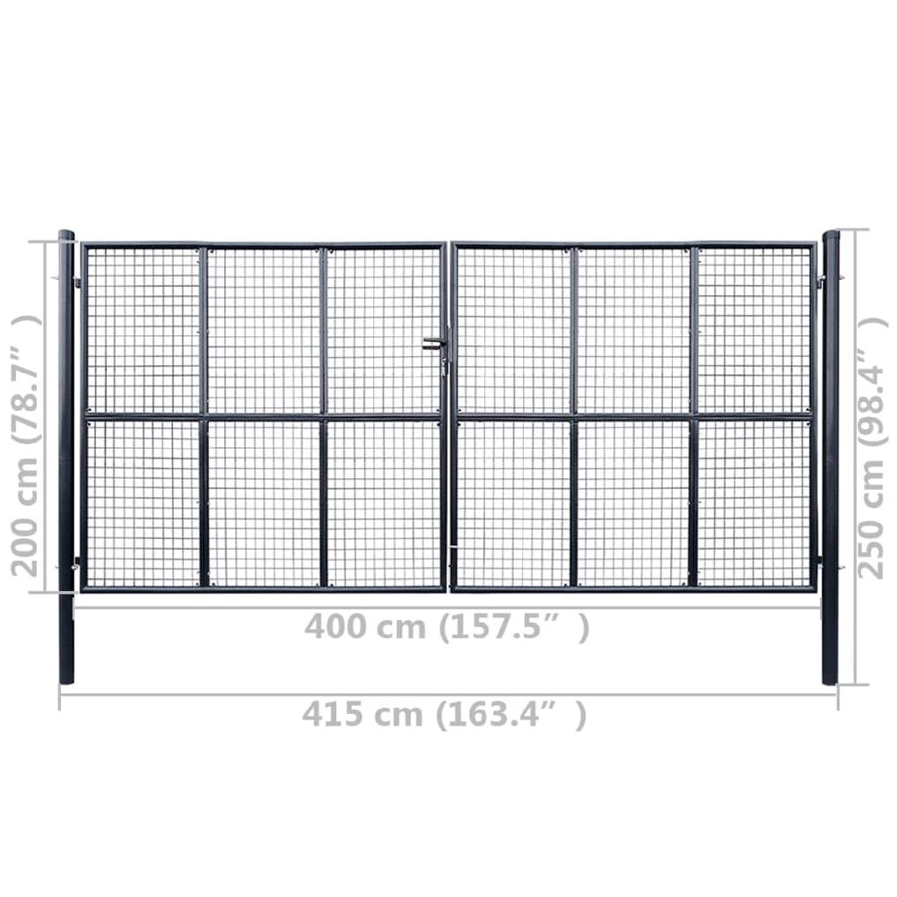 vidaXL Puerta de malla de jardín acero galvanizado 400x200 cm gris Los más vendidos