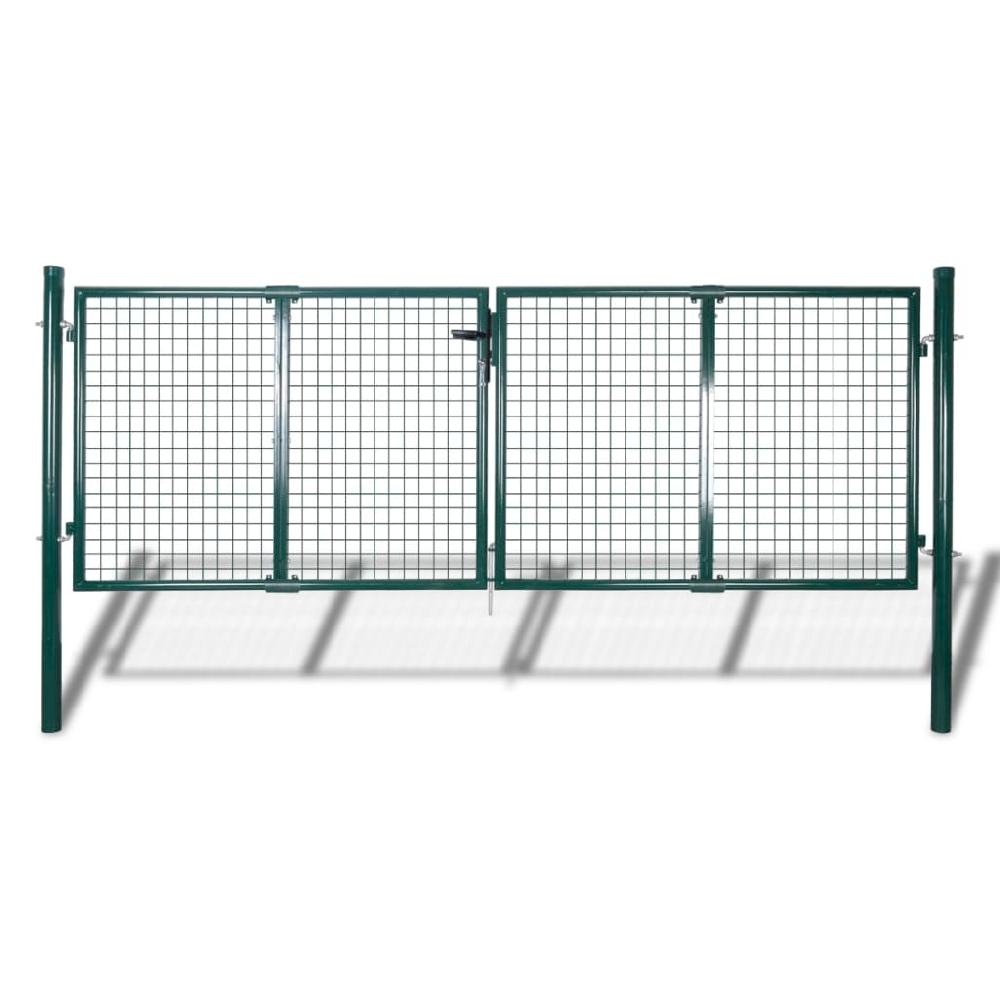 Puerta de jardín | Puerta de valla de acero verde 306x150 cm CFW23438 Tienda