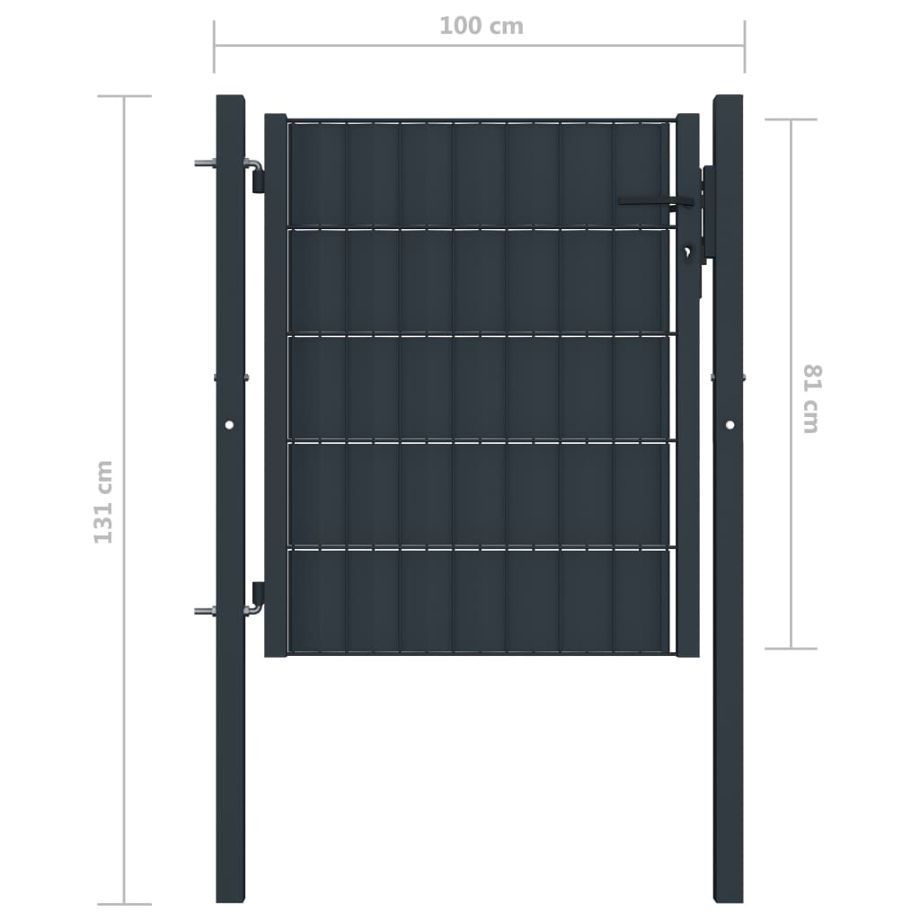 Puerta de jardín | Puerta de valla de PVC y acero gris antracita 100x81 cm CFW81394 Rebajas online