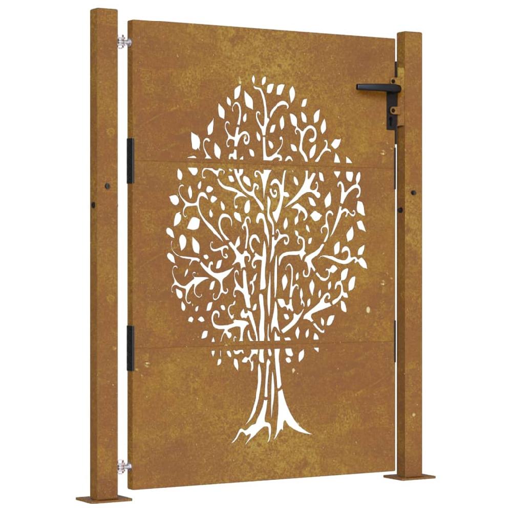 vidaXL Puerta de jardín acero corten diseño árbol 105x155 cm Rebajas top