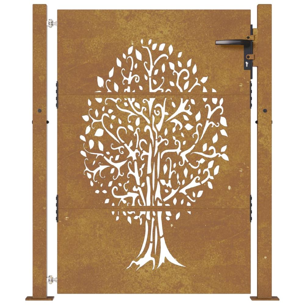 vidaXL Puerta de jardín acero corten diseño árbol 105x155 cm Rebajas top