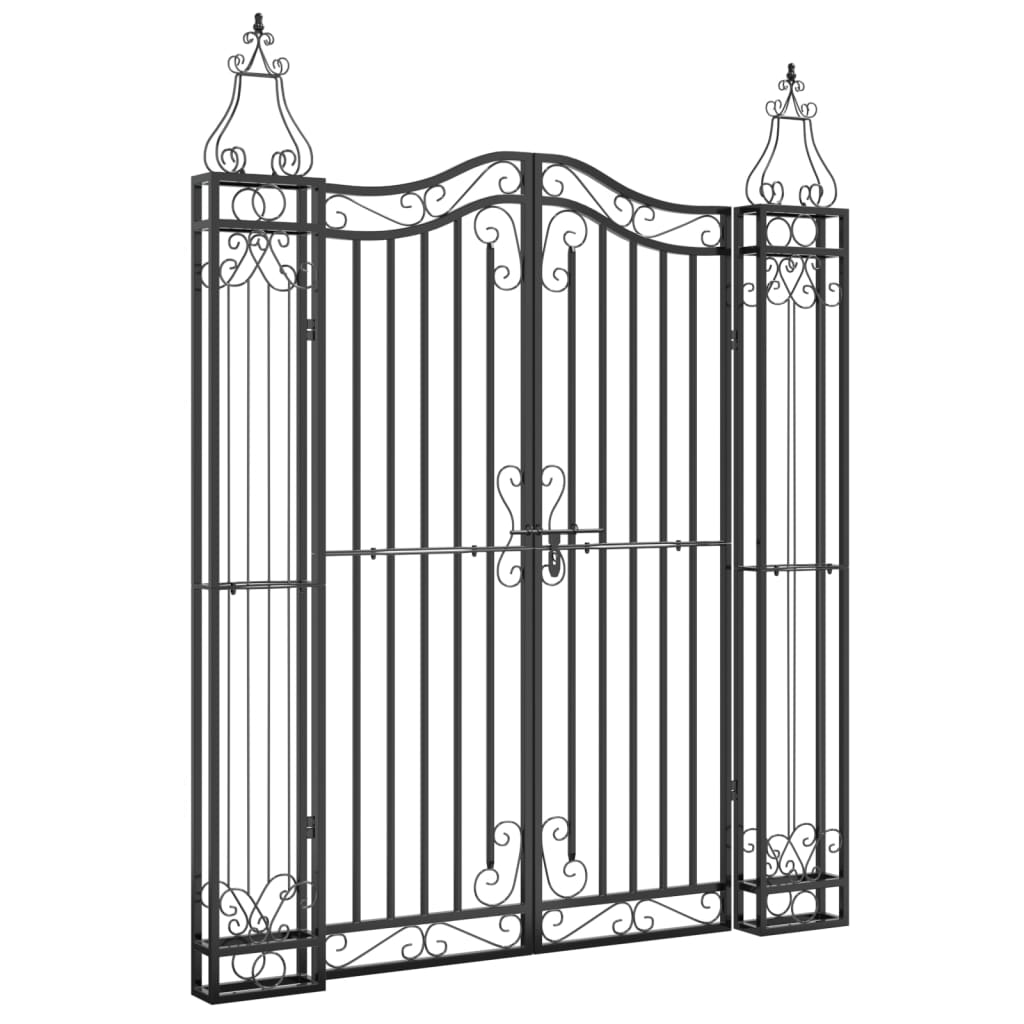 vidaXL Puerta de jardín de hierro forjado negro 121x8x150 cm COMPRAR AHORA