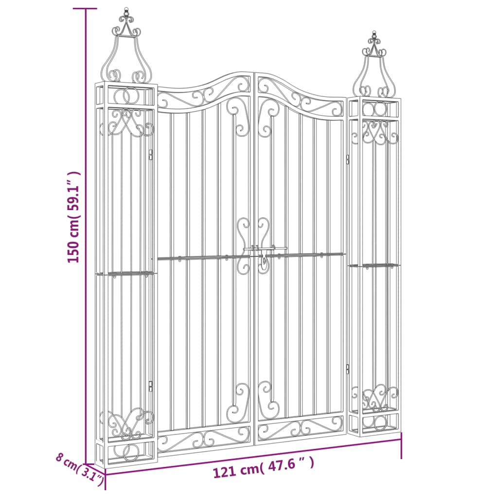 vidaXL Puerta de jardín de hierro forjado negro 121x8x150 cm COMPRAR AHORA