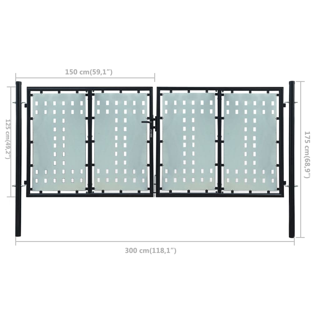 vidaXL Puerta de valla de jardín negra 300x175 cm ÚLTIMAS EDICIONES
