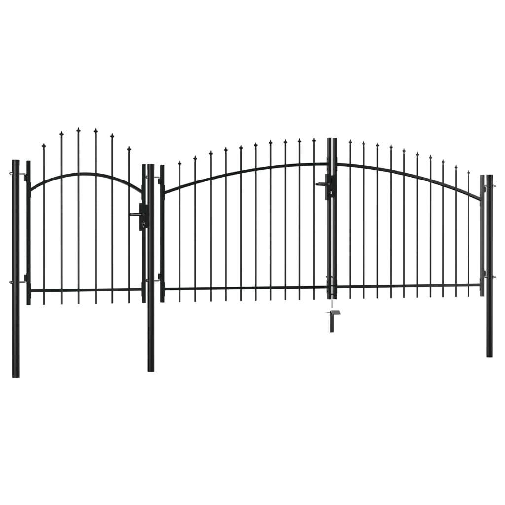 vidaXL Puerta de jardín de acero negro 1 5x4 m Último día