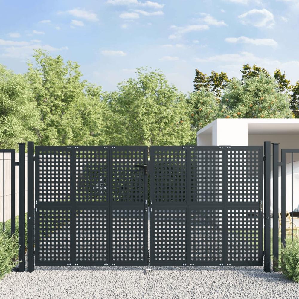 vidaXL Puerta de jardín acero gris antracita 300x125 cm